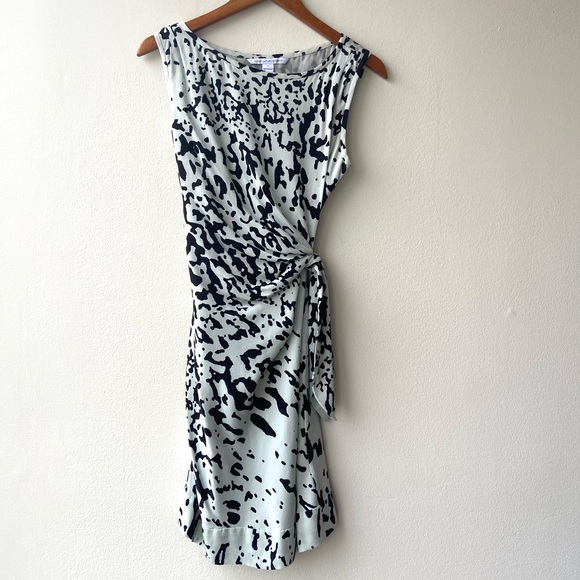 DIane Von Furstenberg New Della Mint Green Paint Splatter Dress - Picture 6 of 12